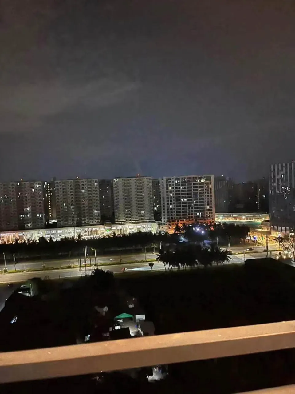 The city at night, seen from the unit